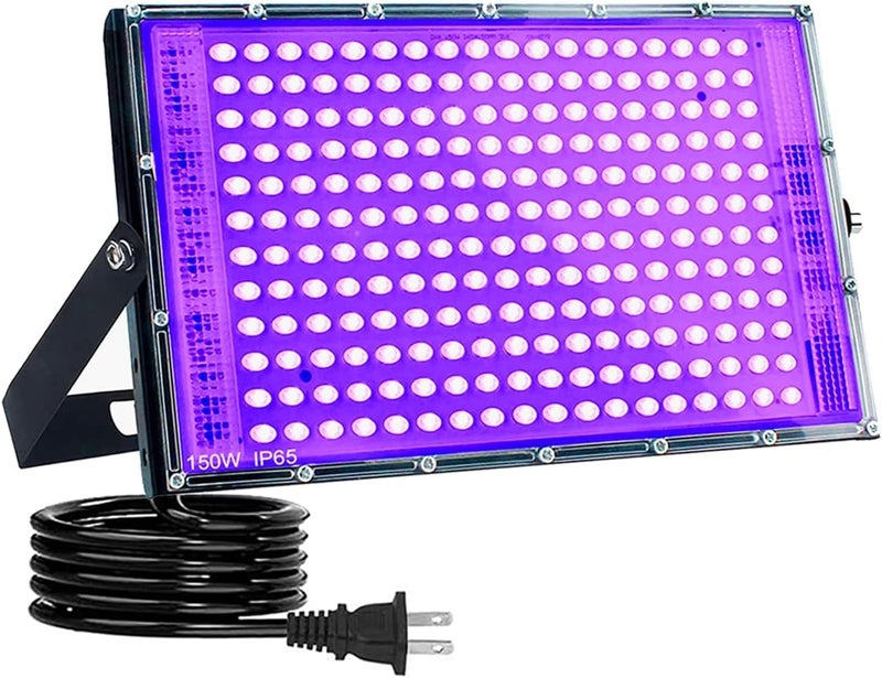 Indmird 150W Black Lights, Blacklight Flood Light with Plug and Switch,for Glow Party, Halloween, Fluorescent Poster, Stage Lighting, Body Paint - Image 1